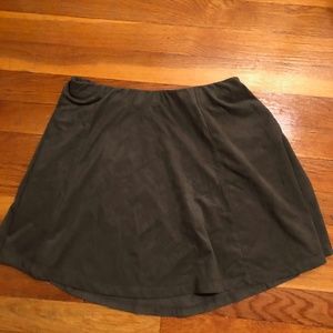 Olive green suede mini skirt skater skirt